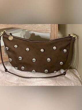 Clare V. - NEW - Lune Studded Suede Bag in Choco Bar (Retail $425)